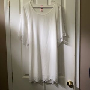 Pink coconut boutique white chiffon dress